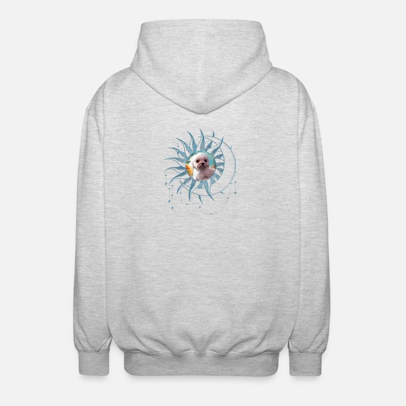 Chiot mignon avec des fleurs - Veste à capuche unisexe - gris clair chiné