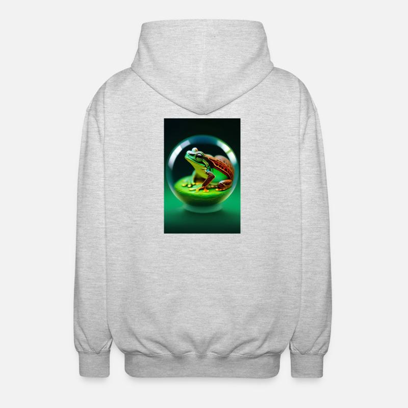 Frosch in einer Kugel - Unisex Kapuzenjacke - Hellgrau meliert