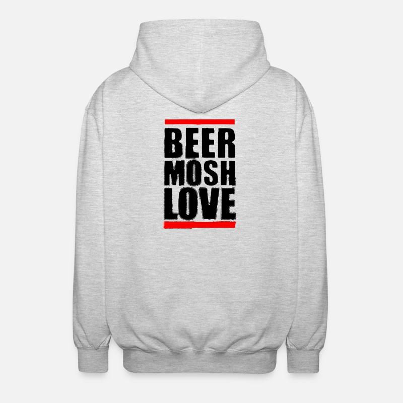 Bier Mosh Liebe Schwarzer Buchstabe - Unisex Kapuzenjacke - Hellgrau meliert