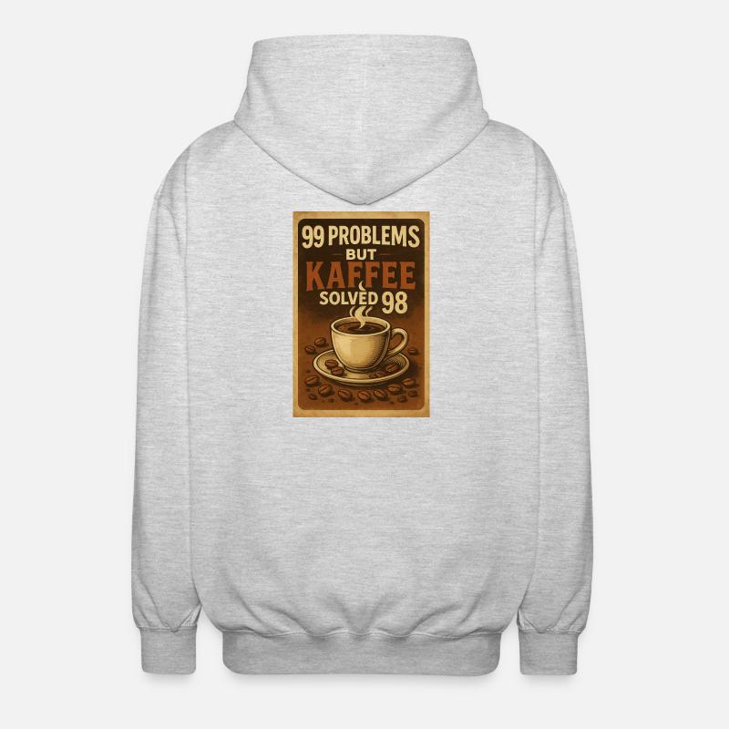 99 Problems – but Kaffee solved 98 - Unisex Kapuzenjacke - Hellgrau meliert