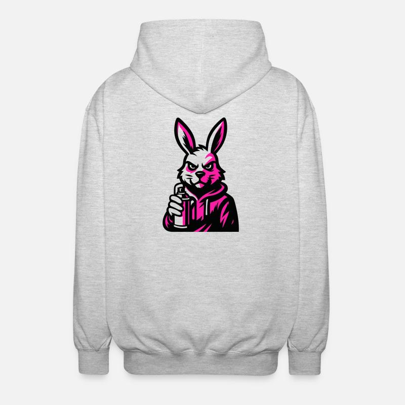Graffity Rabbit - Unisex Kapuzenjacke - Hellgrau meliert