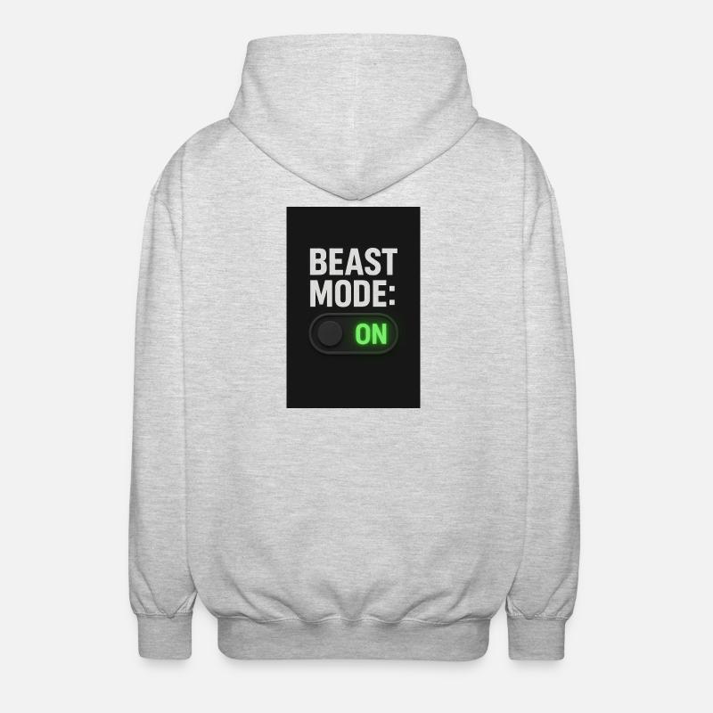 Beast Mod einschalten Schalter Design - Unisex Kapuzenjacke - Hellgrau meliert