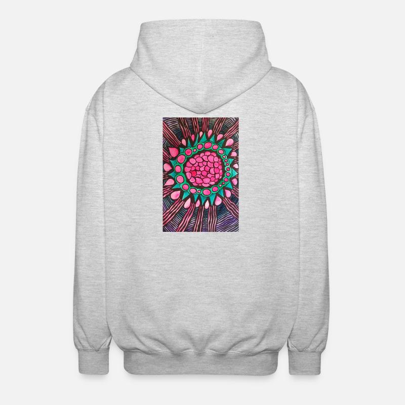 Raspberry - Unisex Hooded Jacket - light heather grey