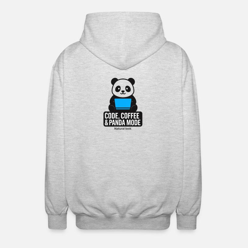 Code, Kaffee & Panda Style - Unisex Kapuzenjacke - Hellgrau meliert