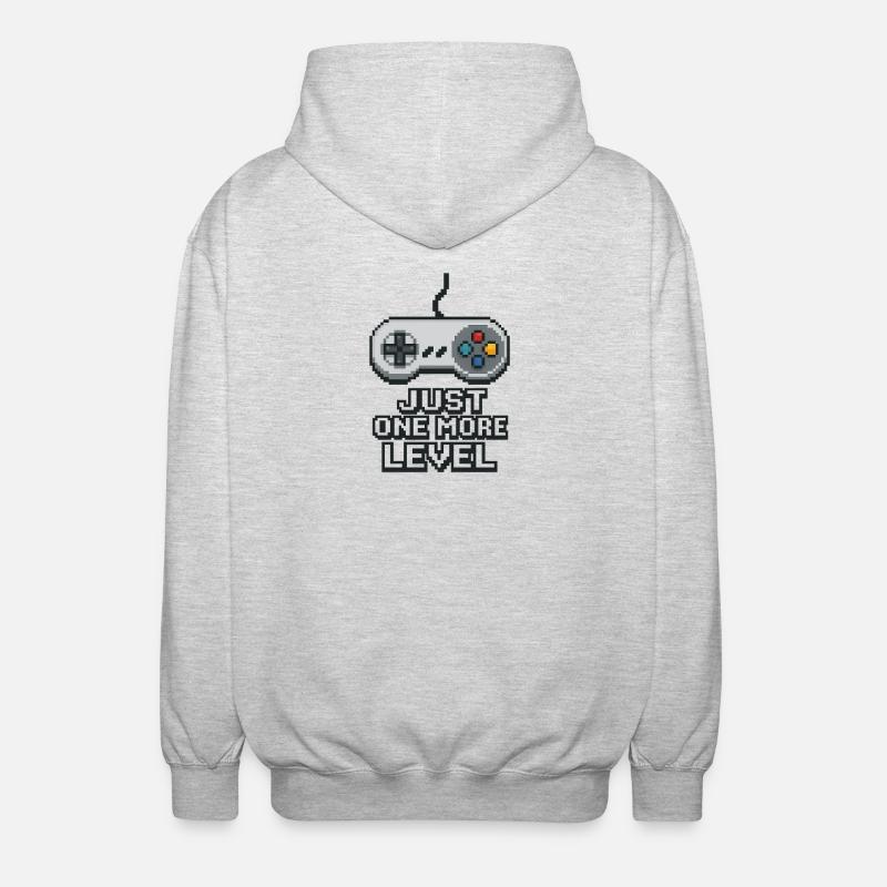 Pixel Neon Game Controller Design - Unisex Hooded Jacket - light heather grey