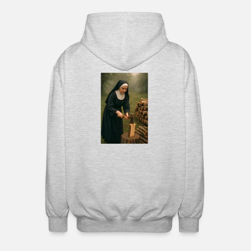Une religieuse coupe du bois - Veste à capuche unisexe - gris clair chiné