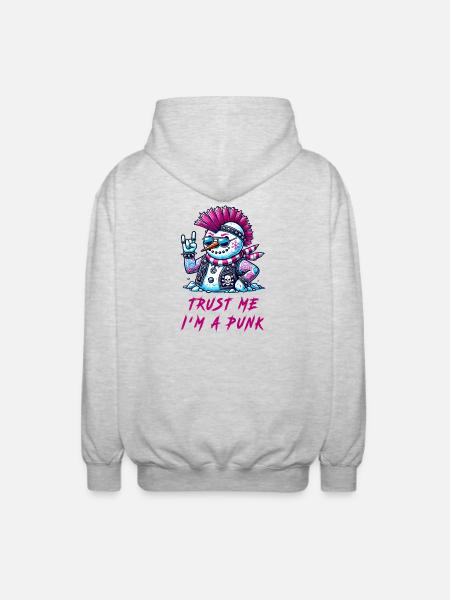 Punk Snowman – Trust Me - Unisex Kapuzenjacke - Hellgrau meliert