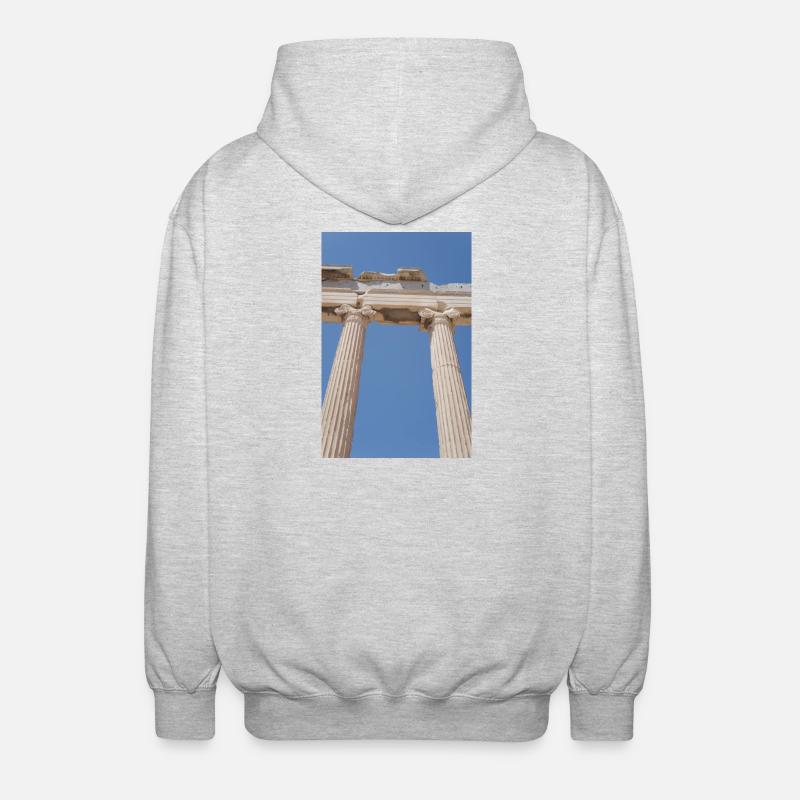 Ancient columns under blue sky, Acropolis - Unisex Hooded Jacket - light heather grey