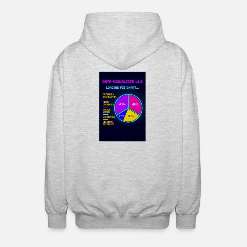 Neon Pie Chart Retro Visual - Unisex Hooded Jacket - light heather grey