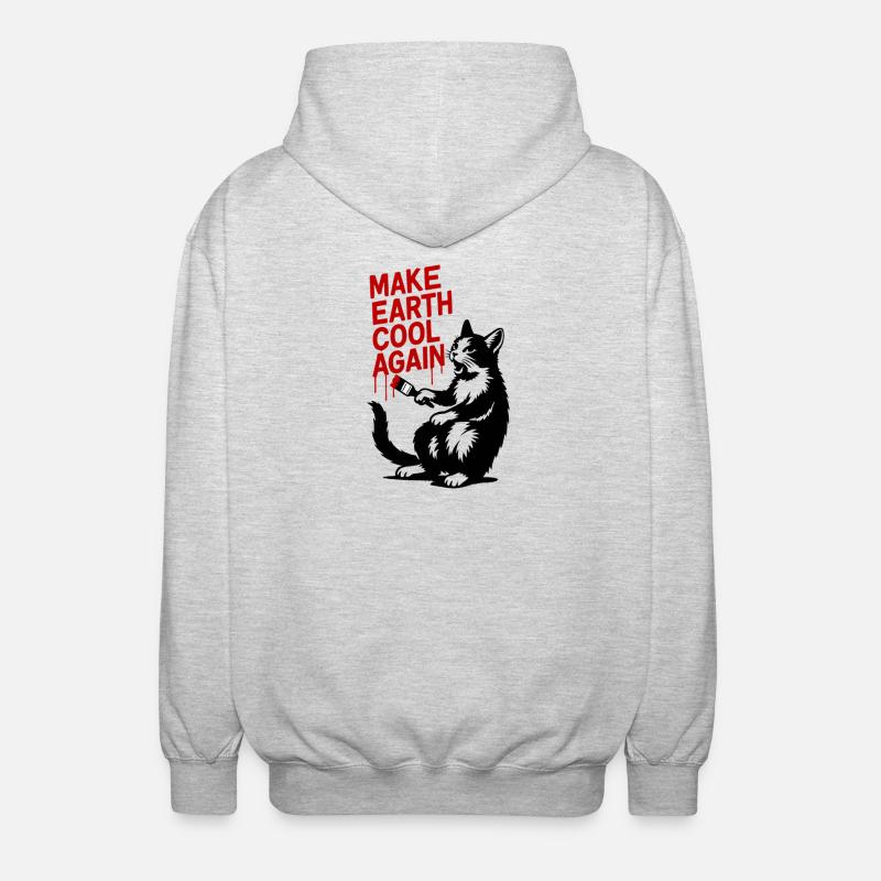 Make Earth Cool Again Wolf Print - Unisex Kapuzenjacke - Hellgrau meliert
