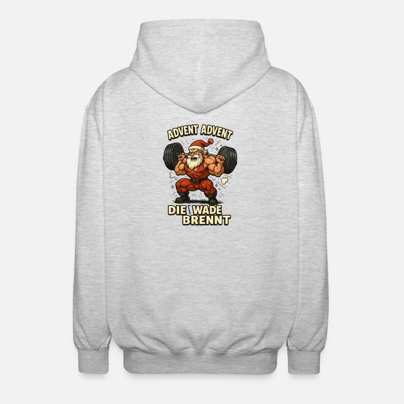 Advent die Wade brennt Weihnachts Mann - Unisex Kapuzenjacke - Hellgrau meliert