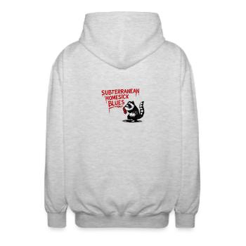 Raccoon Blues - Unisex Kapuzenjacke - Hellgrau meliert - Hinten - AI Model Male 185 light (185cm)