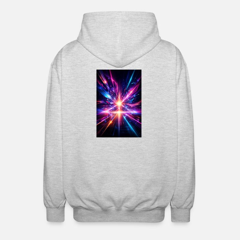 Neon Rays Explosion - Unisex Hooded Jacket - light heather grey