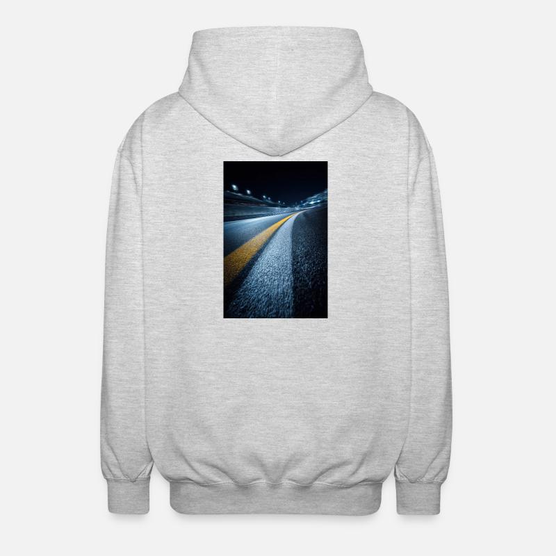 Mitternachts-Streckenhorizont - Unisex Kapuzenjacke - Hellgrau meliert
