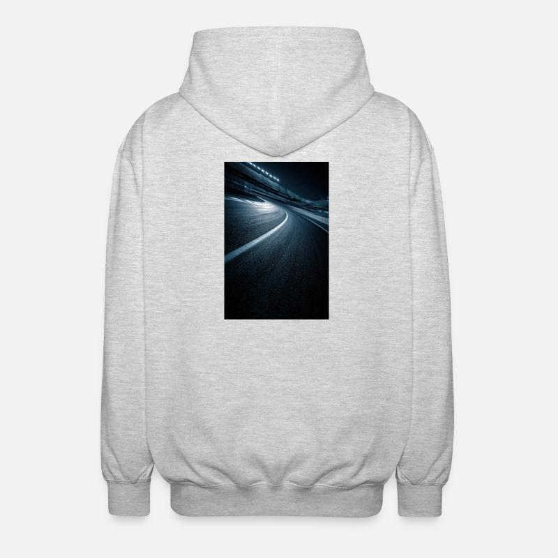 Neonkurve Mitternachtsstraße - Unisex Kapuzenjacke - Hellgrau meliert