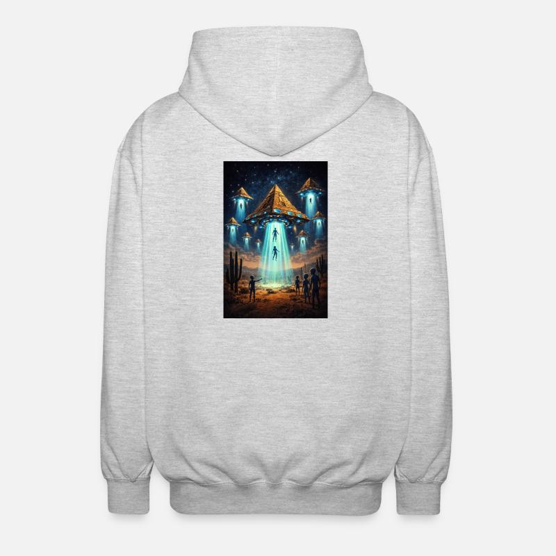 Fusée pyramidale extraterrestre OVNI - Veste à capuche unisexe - gris clair chiné