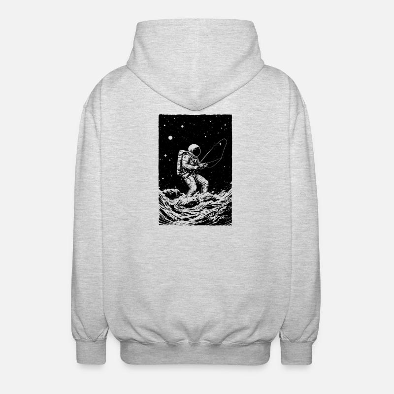 La pêche des astronautes dans l’espace - Veste à capuche unisexe - gris clair chiné