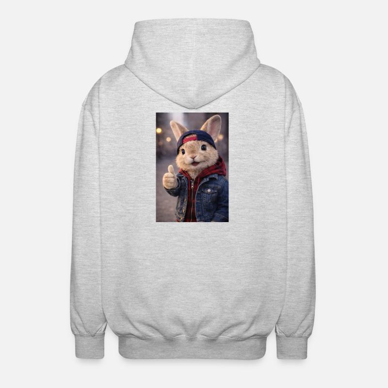 Sweat à capuche Pullover en jean - Veste à capuche unisexe - gris clair chiné