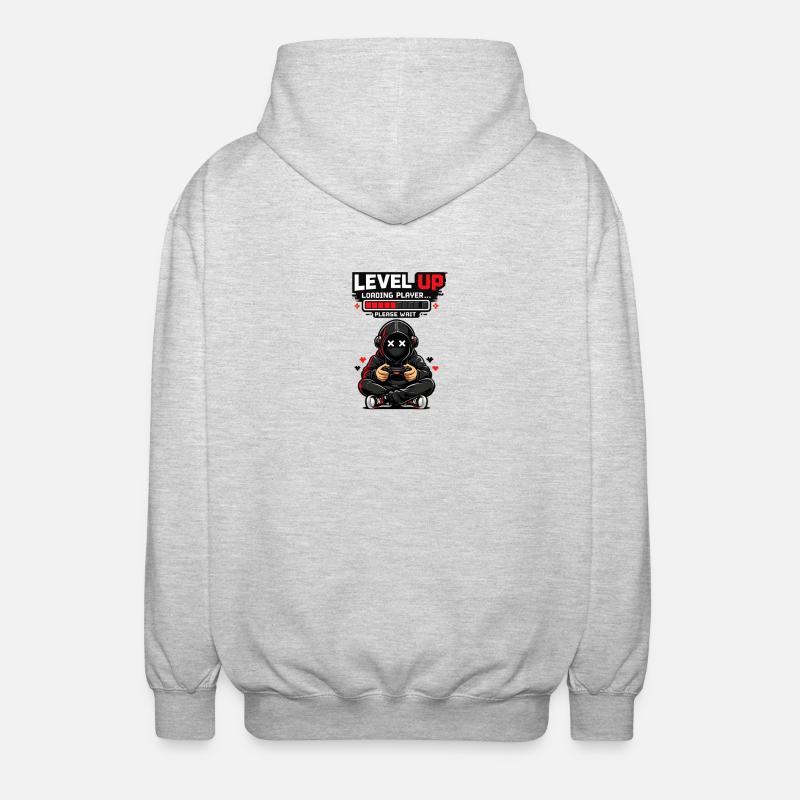 Level Up Loading Pixel Hero - Unisex Hooded Jacket - light heather grey