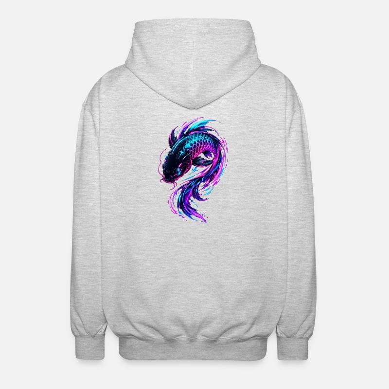 Neon Koi Flow - Unisex Kapuzenjacke - Hellgrau meliert