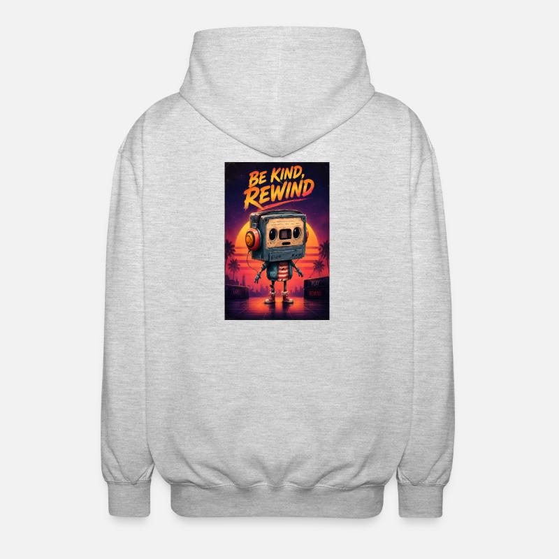 Be Kind, Rewind Robot Sunset - Unisex Hooded Jacket - light heather grey