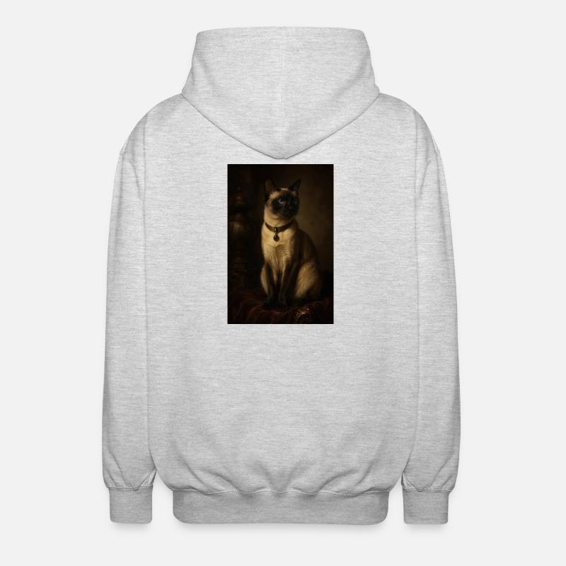 Nocturne Siamese Portrait - Unisex Hooded Jacket - light heather grey