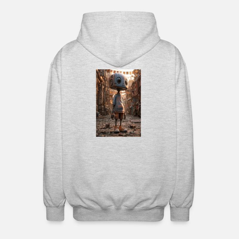 Rusty Robot in Neon Bazaar - Unisex Hooded Jacket - light heather grey