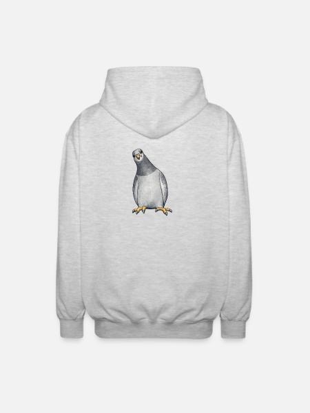 Aquarell Taube auf Schwarz - Unisex Kapuzenjacke - Hellgrau meliert