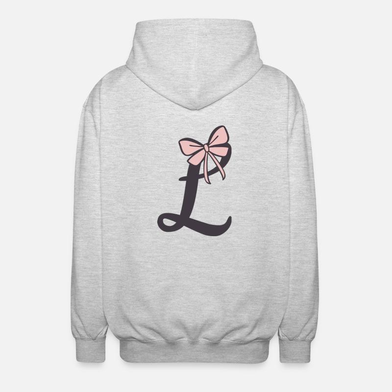 Anfangsbuchstabe L Schleifchen - Unisex Kapuzenjacke - Hellgrau meliert