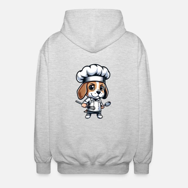 Cute Beagle Chef Comic Design - Unisex Hooded Jacket - light heather grey
