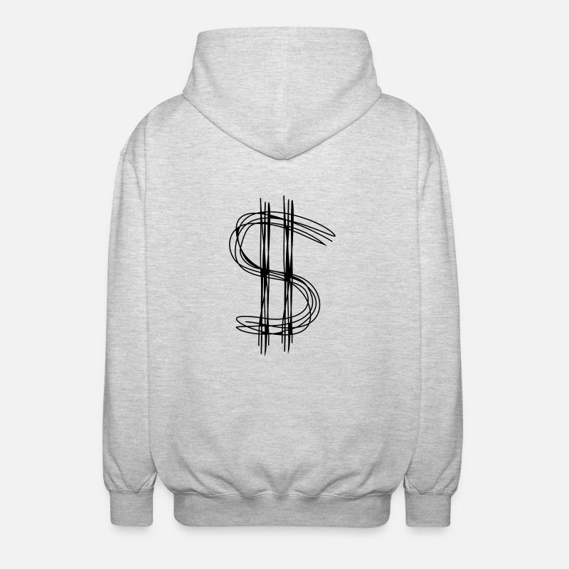 Dollarzeichen Dollar - Unisex Kapuzenjacke - Hellgrau meliert