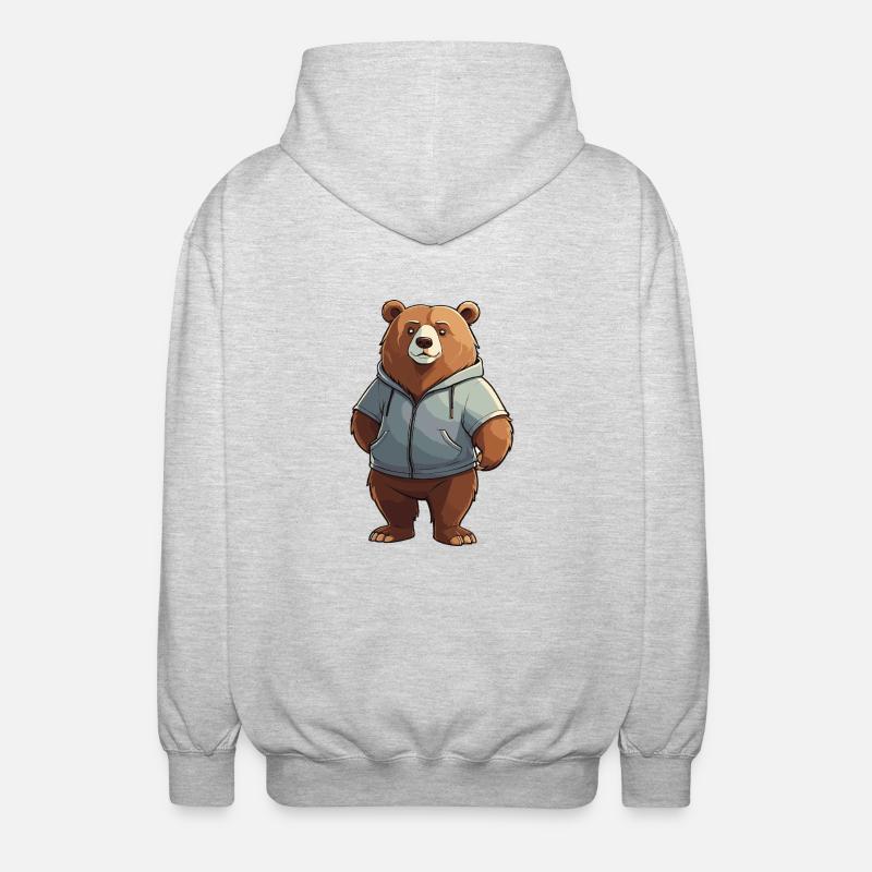 Comic Bär - Tier Design - Unisex Kapuzenjacke - Hellgrau meliert