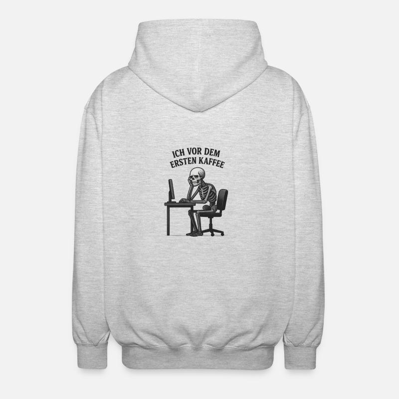 Vor dem ersten Kaffee - Unisex Kapuzenjacke - Hellgrau meliert