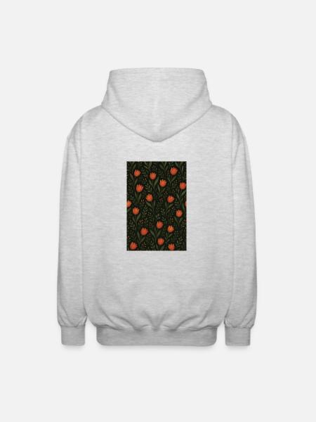 Tulip Pattern - Unisex Hooded Jacket - light heather grey