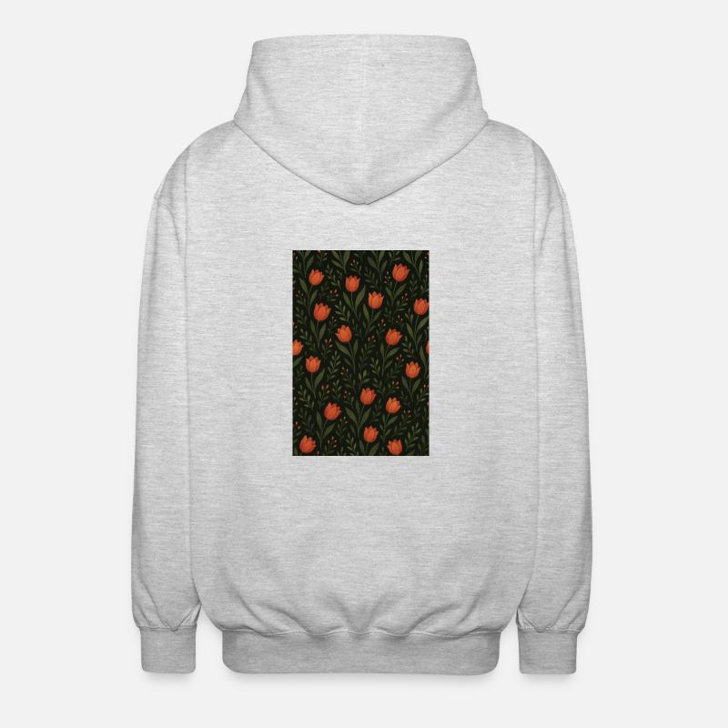 Tulip Pattern - Unisex Hooded Jacket - light heather grey