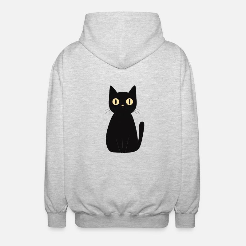 süße schwarze Katze - Unisex Kapuzenjacke - Hellgrau meliert