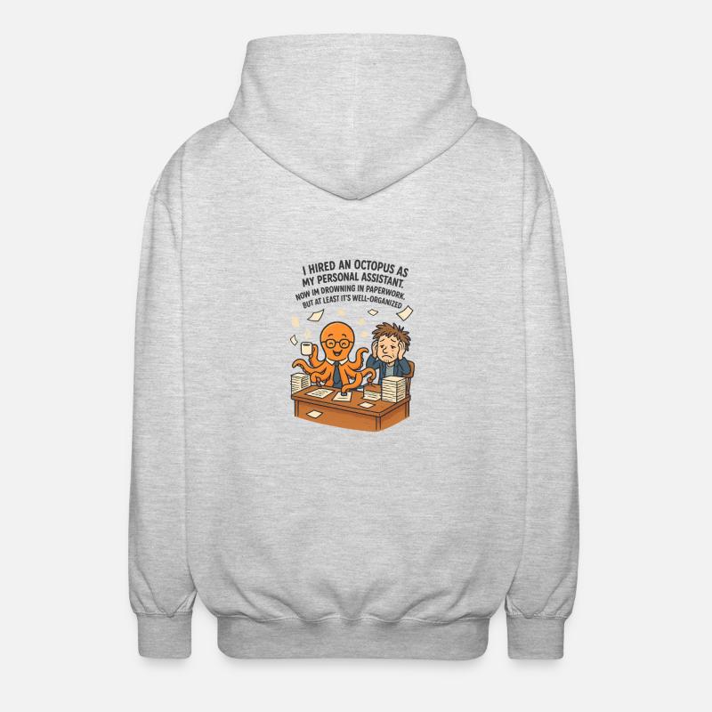 0008 octopus assistant - Unisex Kapuzenjacke - Hellgrau meliert