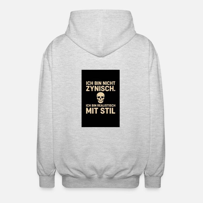 „Ich bin nicht zynisch - Unisex Kapuzenjacke - Hellgrau meliert