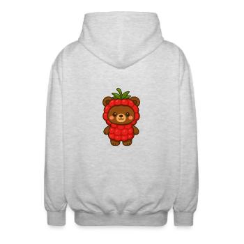 Bärenstark und fruchtig süß Himbeerbär - Unisex Kapuzenjacke - Hellgrau meliert - Hinten - AI Model Male 185 light (185cm)