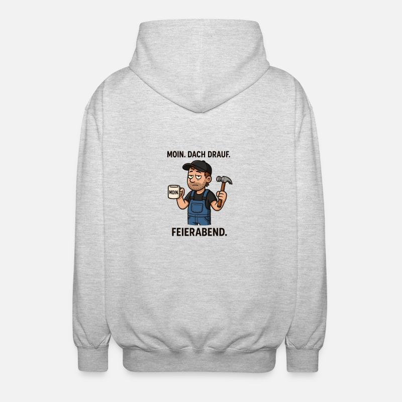 Dach drauf Moin Dachdecker - Unisex Kapuzenjacke - Hellgrau meliert