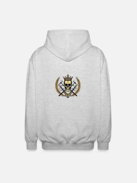 Skull - Unisex Kapuzenjacke - Hellgrau meliert