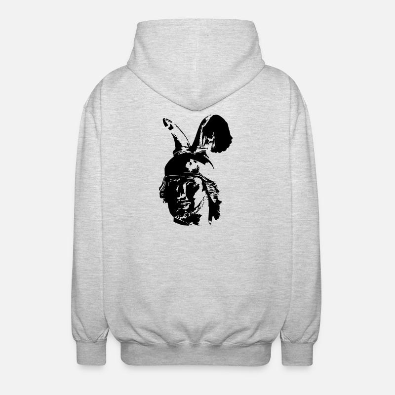 Kopf des Hermannsdenkmals - einfarbig, schlicht - Unisex Kapuzenjacke - Hellgrau meliert