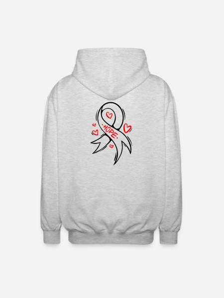 Hope Heart Cancer Loop - Unisex Hooded Jacket - light heather grey