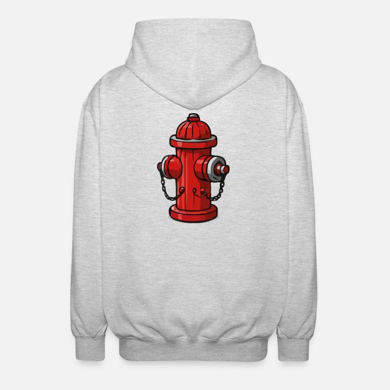 Cartoon Fire Hydrant with Chains - Unisex Hooded Jacket - light heather grey