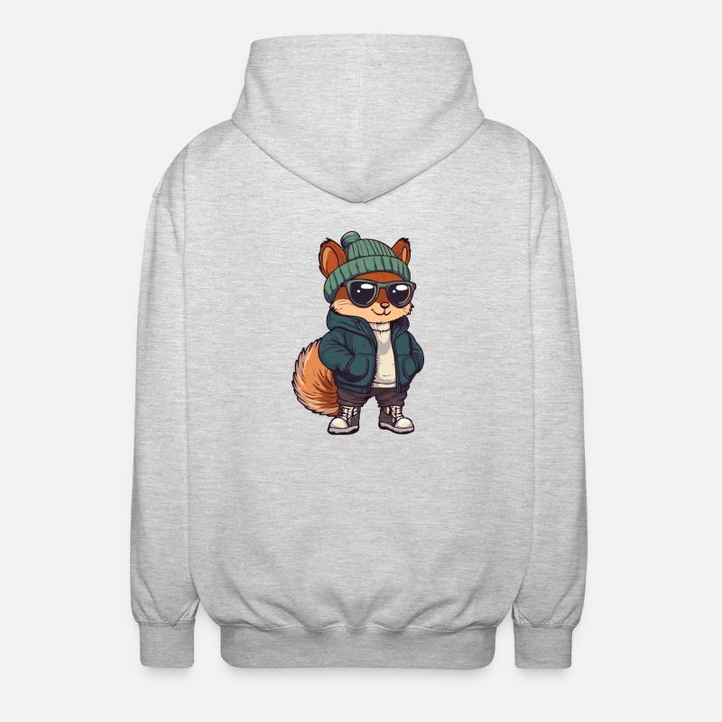 Bande dessinée d’hiver écureuil - Veste à capuche unisexe - gris clair chiné