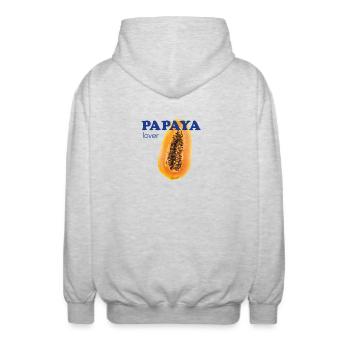 Papaya Lover - Unisex Kapuzenjacke - Hellgrau meliert - Hinten - AI Model Male 185 light (185cm)