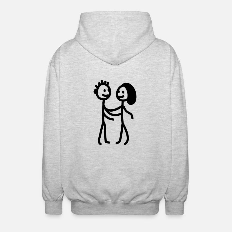 Strichmännchen Paar - line - Unisex Kapuzenjacke - Hellgrau meliert
