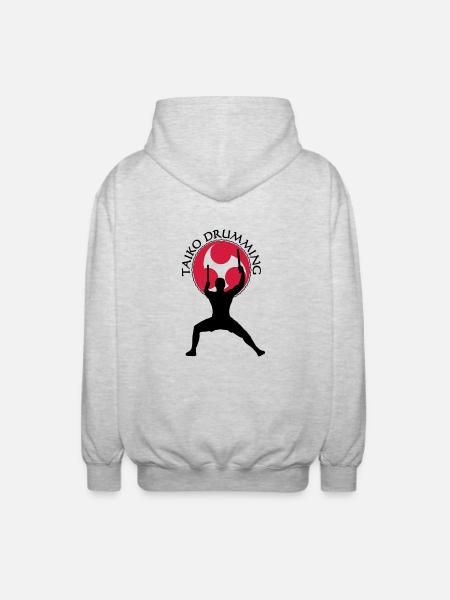 Taiko_Drummer_3 - Unisex Kapuzenjacke - Hellgrau meliert
