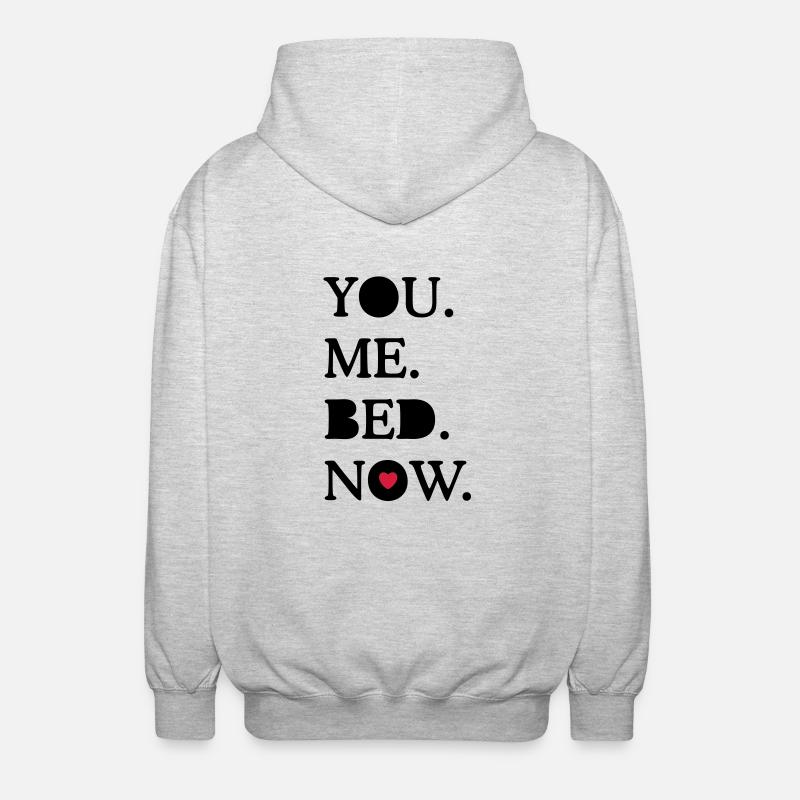 you. me. bed. now. - Veste à capuche unisexe - gris clair chiné