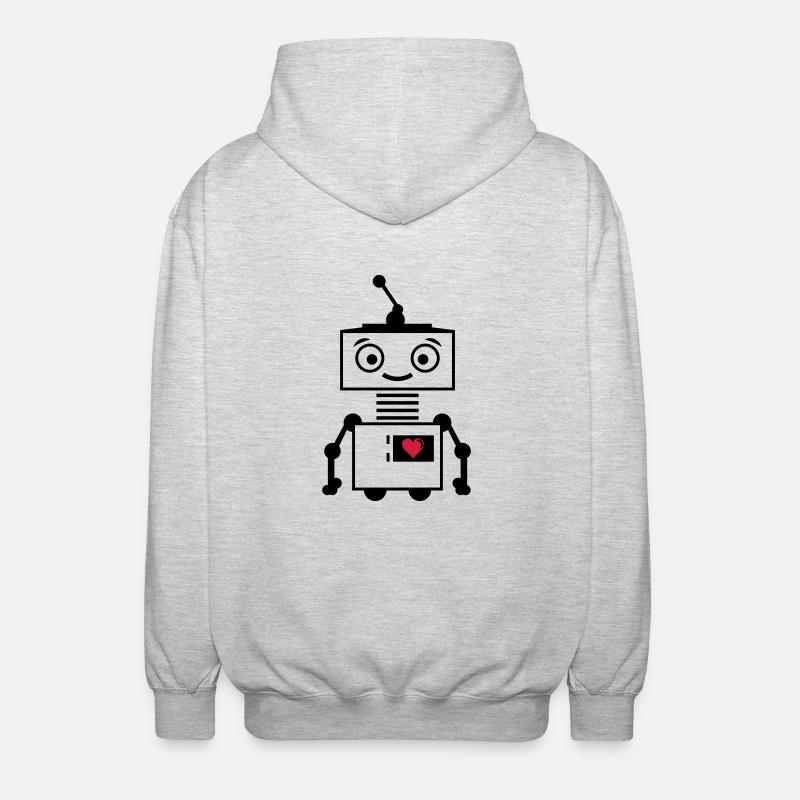 roboter_herz_2 - Unisex Hooded Jacket - light heather grey